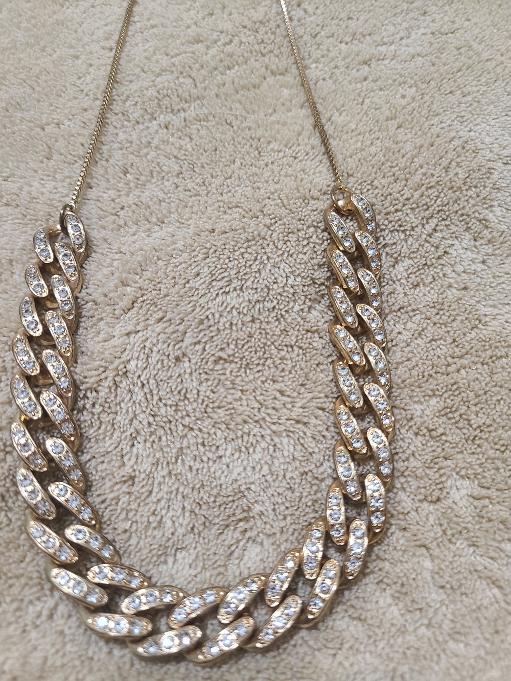 Gold Crystal Link Necklace - Elegant Women's Jewelry